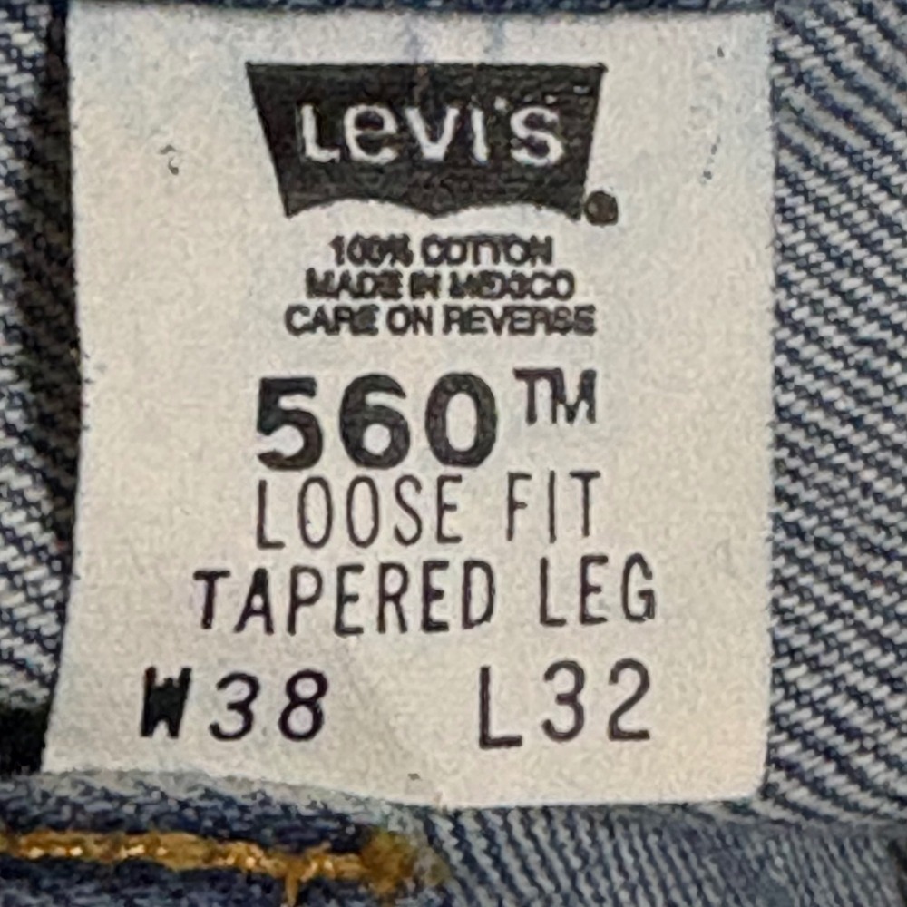 Levis 560 Loose Fit Tapered Leg Jeans Mens 38x32 Blue Denim Vintage 90s Skater - Picture 5 of 13